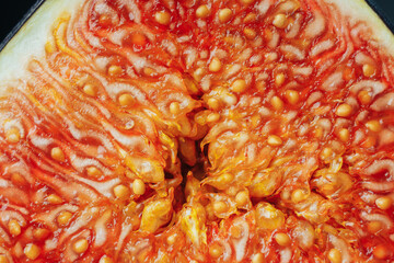 Macro photo of figs in the section