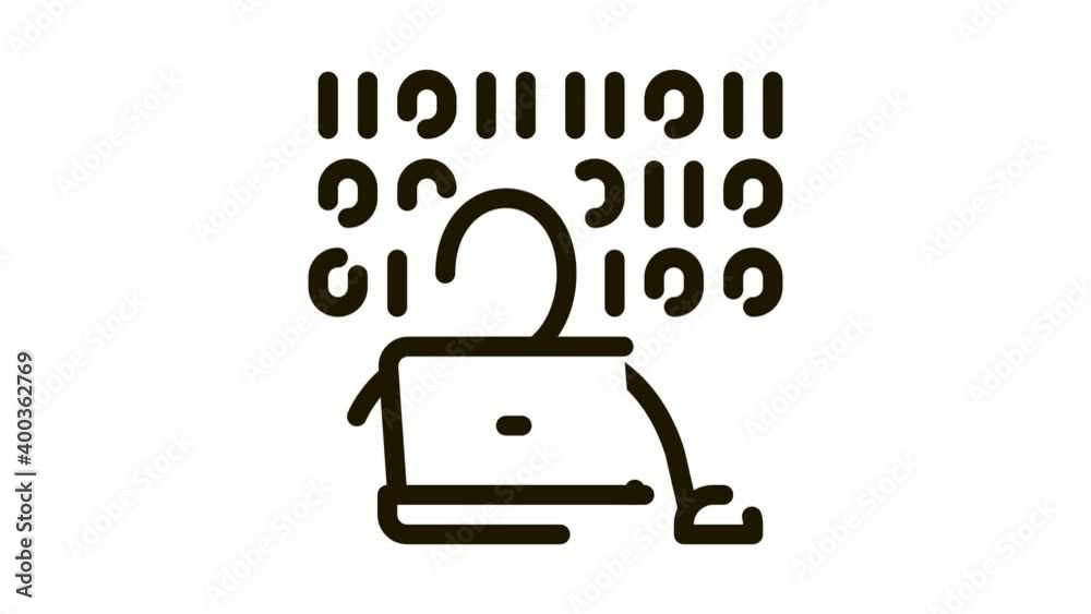 Poster binary code icon animation. black binary code animated icon on white background