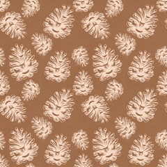 Fototapeta premium Christmas pattern with white cones