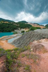 Beautiful blue water at Blue Lake , Bukit Ibam , Malaysia.