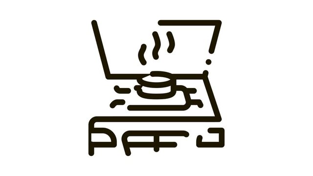 engine problem under hood Icon Animation. black engine problem under hood animated icon on white background