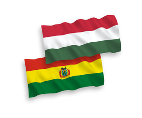 Flags of Bolivia and Hungary on a white background