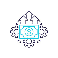financial growth, efficiency icon, line vector