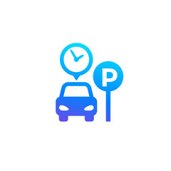 parking lot icon, car and clock