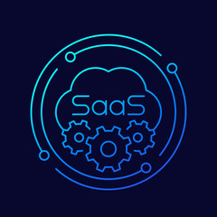 Saas icon, Software as a service line icon, vector