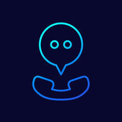 call, phone chat line icon, vector