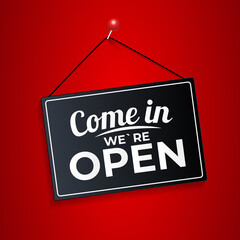 Come in We Are Open Icon Sign Vector Illustration