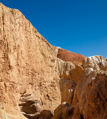 Narrow passage in the red rocks, the Chuya steppe, Kyzyl-Chin tract