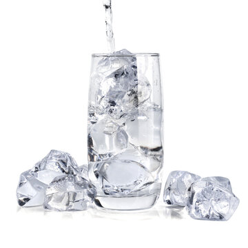 ice cube cool water of glass For Cool Drinks with isolated white background