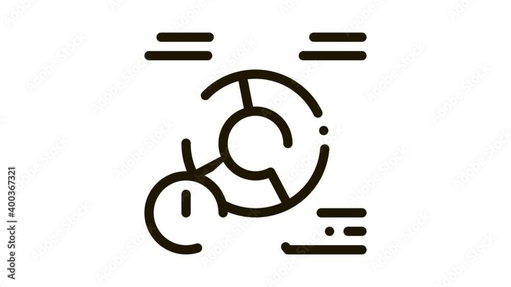 Poster pie chart error icon animation. black pie chart error animated icon on white background