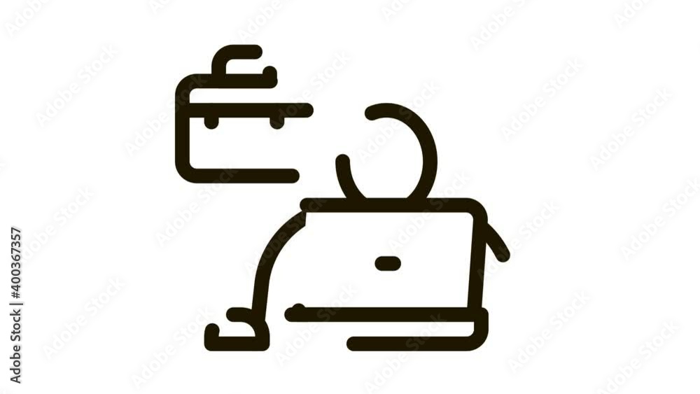 Poster computer worker icon animation. black computer worker animated icon on white background