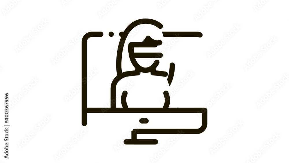 Poster computer hacker icon animation. black computer hacker animated icon on white background