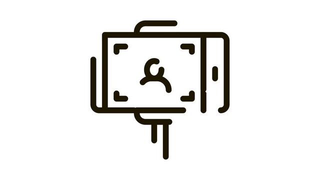 photo using selfie stick Icon Animation. black photo using selfie stick animated icon on white background