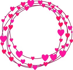 Pink hearts wreath with empty space, simple vector illustration