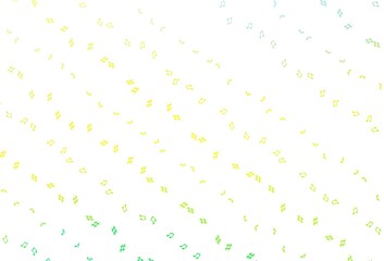 Light Green, Yellow vector texture with musical notes.
