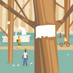 Vector Illustration City Park and Fountain