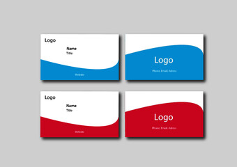 CMYK Business card design isolated on background for corporate company. Business card template vector design. Business mockup. Red and Blue colors business card. Both side business card. Modern design