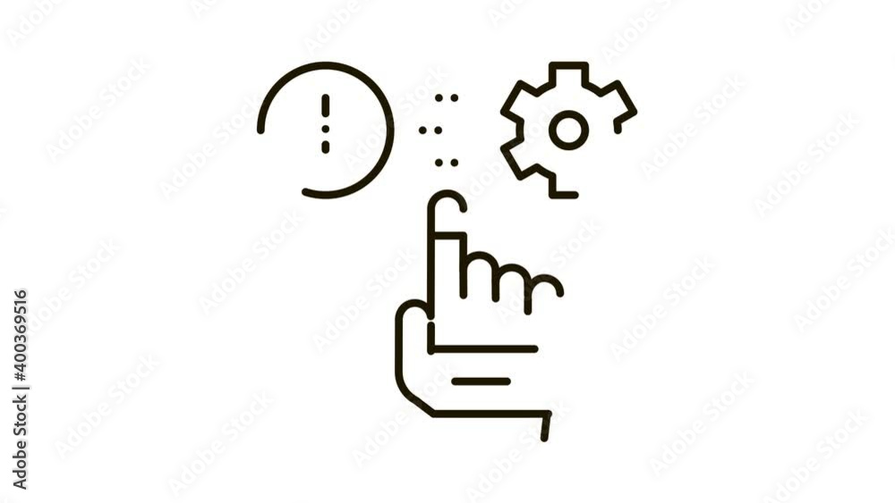 Aufkleber error in automated settings icon animation. black error in automated settings animated icon on white
