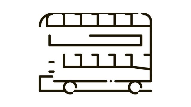 double decker sightseeing bus Icon Animation. black double decker sightseeing bus animated icon on white background