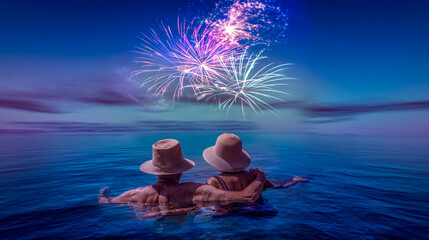 seniors year end travel watching fireworks from the sea