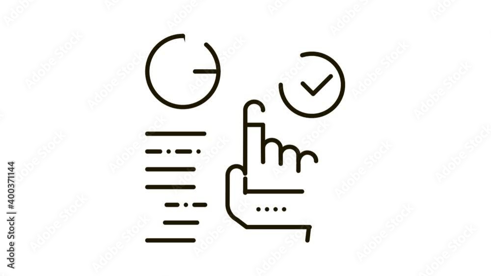 Poster long workflow management icon animation. black long workflow management animated icon on white backg