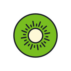 Kiwi icon. Linear color icon, contour, shape, outline. Thin line. Modern minimalistic design. Vector illustrations of fruits