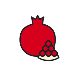 Pomegranate seeds icon. Linear color icon, contour, shape, outline. Thin line. Modern minimalistic design. Vector illustrations of fruits