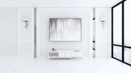 empty poster frame in interior 