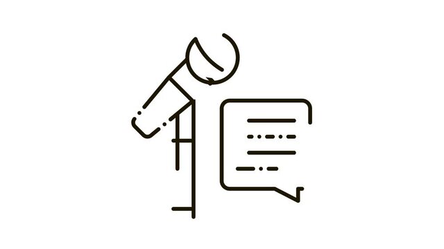 Replica Talking in Microphone Icon Animation. black Replica Talking in Microphone animated icon on white background