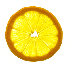 Yellow lemon slice isolated on a white background.