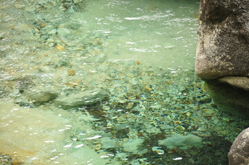 透明な川の水
