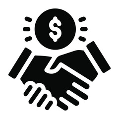 
Handshake with dollar showing glyph icon of financial agreement 
