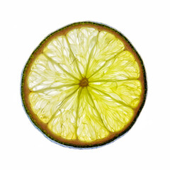 Green lime slice isolated on a white background.