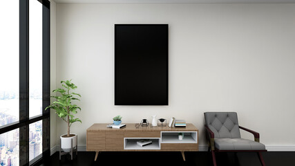 empty poster frame in interior 