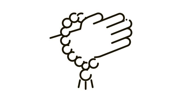 Yoga Meditation Bracelet Icon Animation. black Yoga Meditation Bracelet animated icon on white background
