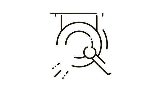 Gong Icon Animation. black Gong animated icon on white background