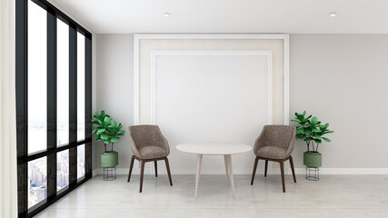 living room interior with a blank wall