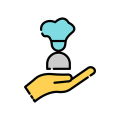 Restaurant lineal color icon. chef icon with hand. simple design editable. Design template vector