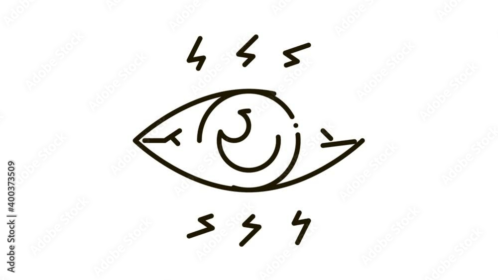 Wall mural Strong Eye Pressure Icon Animation. black Strong Eye Pressure animated icon on white background