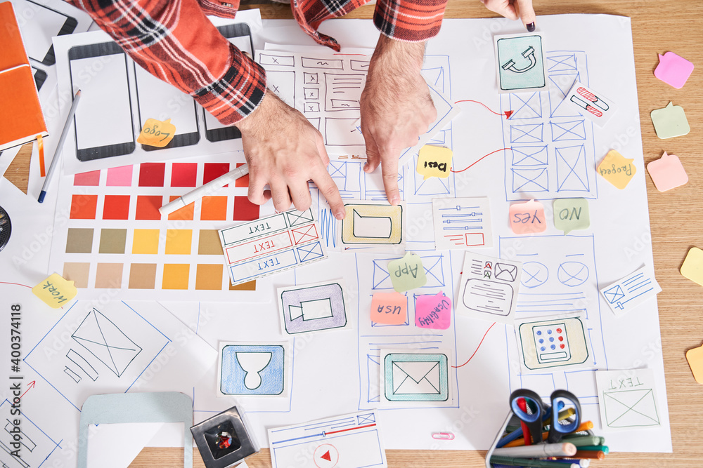 Wall mural people programming websites and developing mobile applications