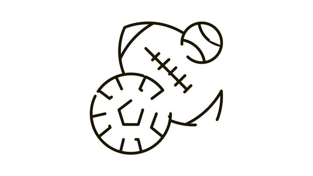 Football Rugby Baseball Icon Animation. black Football Rugby Baseball animated icon on white background