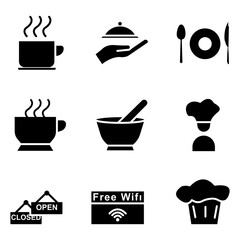 Restaurant glyph icon set. simple design editable. Design template vector