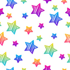 Obraz premium Abstract rainbow seamless pattern background. Modern swatch for birthday card, kids party invitation, shop sale wallpaper, holiday wrapping paper, fabric, bag print, t shirt, workshop advertising