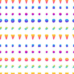 Abstract rainbow seamless pattern background. Modern swatch for birthday card, kids party invitation, shop sale wallpaper, holiday wrapping paper, fabric, bag print, t shirt,  workshop advertising