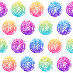 Fototapeta na wymiar Abstract rainbow seamless pattern background. Modern swatch for birthday card, kids party invitation, shop sale wallpaper, holiday wrapping paper, fabric, bag print, t shirt, workshop advertising