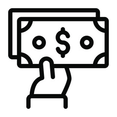 
A solid icon of cash in hand, editable vector of giving money concept 
