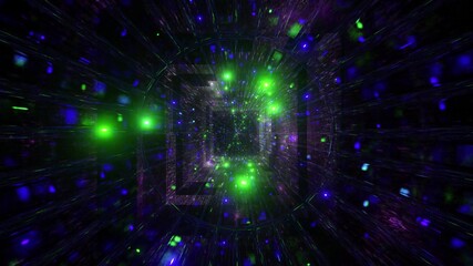 Glowing space particles sci-fi tunnel 3d illustration background wallpaper