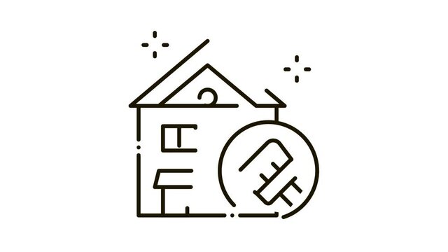 House Cleaning Icon Animation. black House Cleaning animated icon on white background