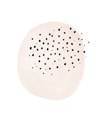 Abstract Hand Drawn Vector Illustration with Big Light Pink Stain and Black Ink Irregular Spots. Modern Artistic Print Ideal for Wall Art, Poster, Card and Cover. Doodle Art.