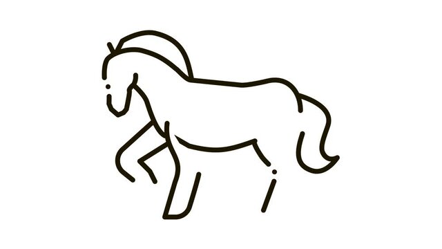 Horse Animal Icon Animation. black Horse Animal animated icon on white background